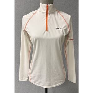 RLX Ralph Lauren TPC Sawgrass Quarter Zip Performance Top White Orange Women S